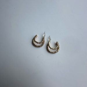 Gold plated double hoop earrings with stones